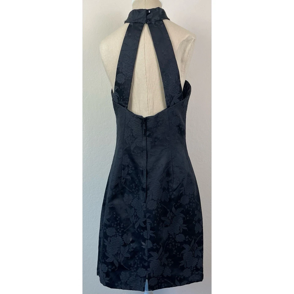 Vintage Jessica McClintock Gunne Sax Black Neck Accent Mini Dress Women's 11/12 - Image 3 of 4