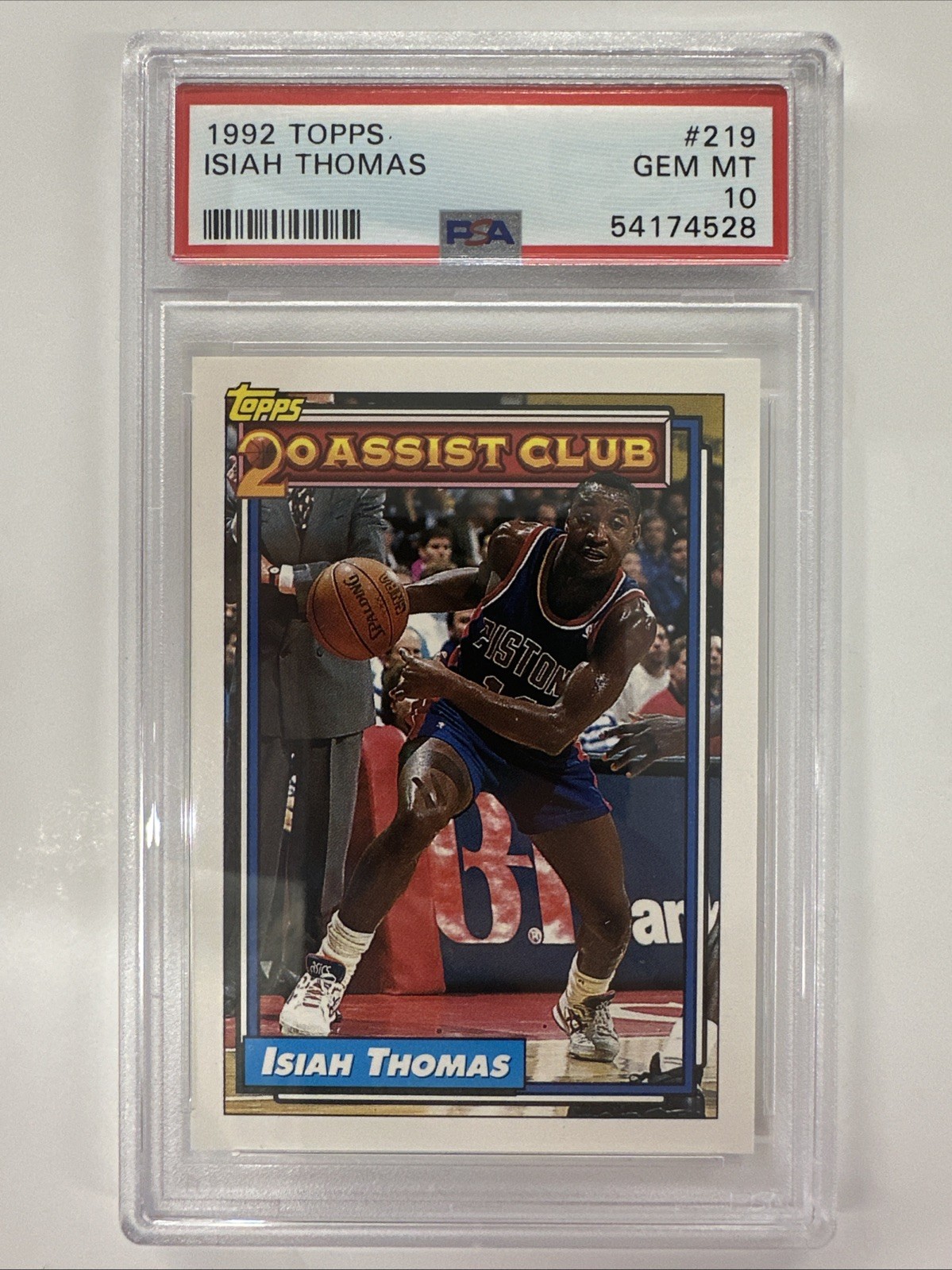 1992 Topps Basketball 20 Assist Club Isiah Thomas #219 Detroit Pistons PSA 10