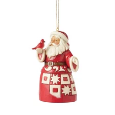 Jim Shore NORDIC NOEL SANTA WITH CARDINAL HANGING ORNAMENT 6017028 NEW