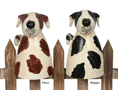Zaunhocker Hunde Paco und Beppo Höhe ca.18 cm Zaunfigur aus Metall