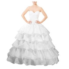Hoop Skirt Full A-line Bridal Dress Gown Slip Petticoat for One Size White