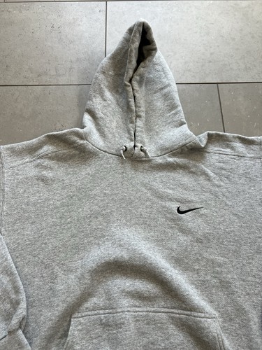 Vintage 90s Nike Mini Swoosh Check Logo Blank Hoodie Made In USA Sweatshirt Sz L - Picture 5 of 12