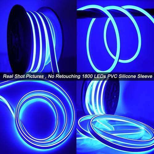 SURNIE 50ft LED Neon Rope Lights - 110V Flex Blue Neon Light Outdoor Waterpro... - Picture 3 of 8
