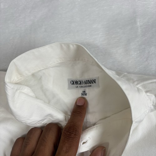 Giorgio Armani White Long Sleeve Button Up Dress Shirt Men's 16 34/35 Stain - Picture 3 of 8