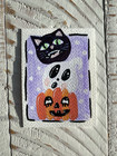 ACEO ORIGINAL VINTAGE Halloween Cat Ghost Pumpkin Design DOODLEALLADAY signed — photo 2