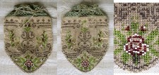 BESTICKTER ANTIKER PERLENBEUTEL - PERLENTASCHE - POMPADOUR - um 1900