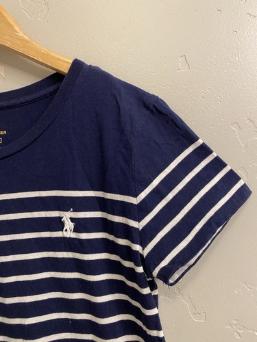 Polo Ralph Lauren Girls Sz Small Navy White Stripe Short Sleeve Knit Dress - Picture 6 of 12