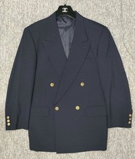 Vintage Navy Blue Double Button Tailored Jacket Blazer M Used