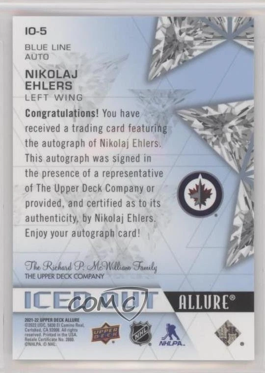 2021-22 Upper Deck Allure Iced Out Auto Nikolaj Ehlers #IO-5 Auto - Image 2 of 2