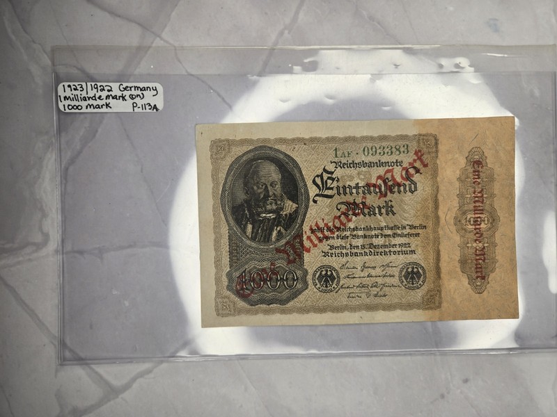 Germany 1 Billion Mark 1923 Vintage Paper Money Banknote Currency