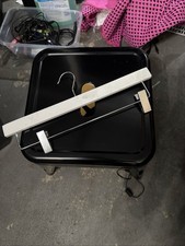 Metal Wood Clamp-Style Hanger with Clips, Added Grip, Silver White, Pants Skirt
