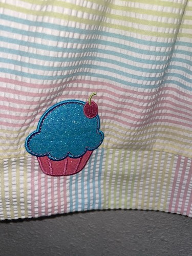 Emily Rose Girls Pastel Seersucker Striped Embroidered Cupcake Dress Size 2T - Picture 4 of 8