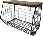 Kitchen Storage Rack, black with top shelf. Stackable or wall-mounted.