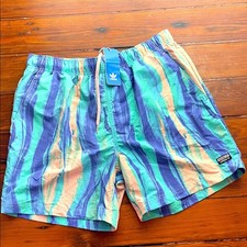 NWT Adidas watercolor lined elastic drawstring waist swim trunks sz L