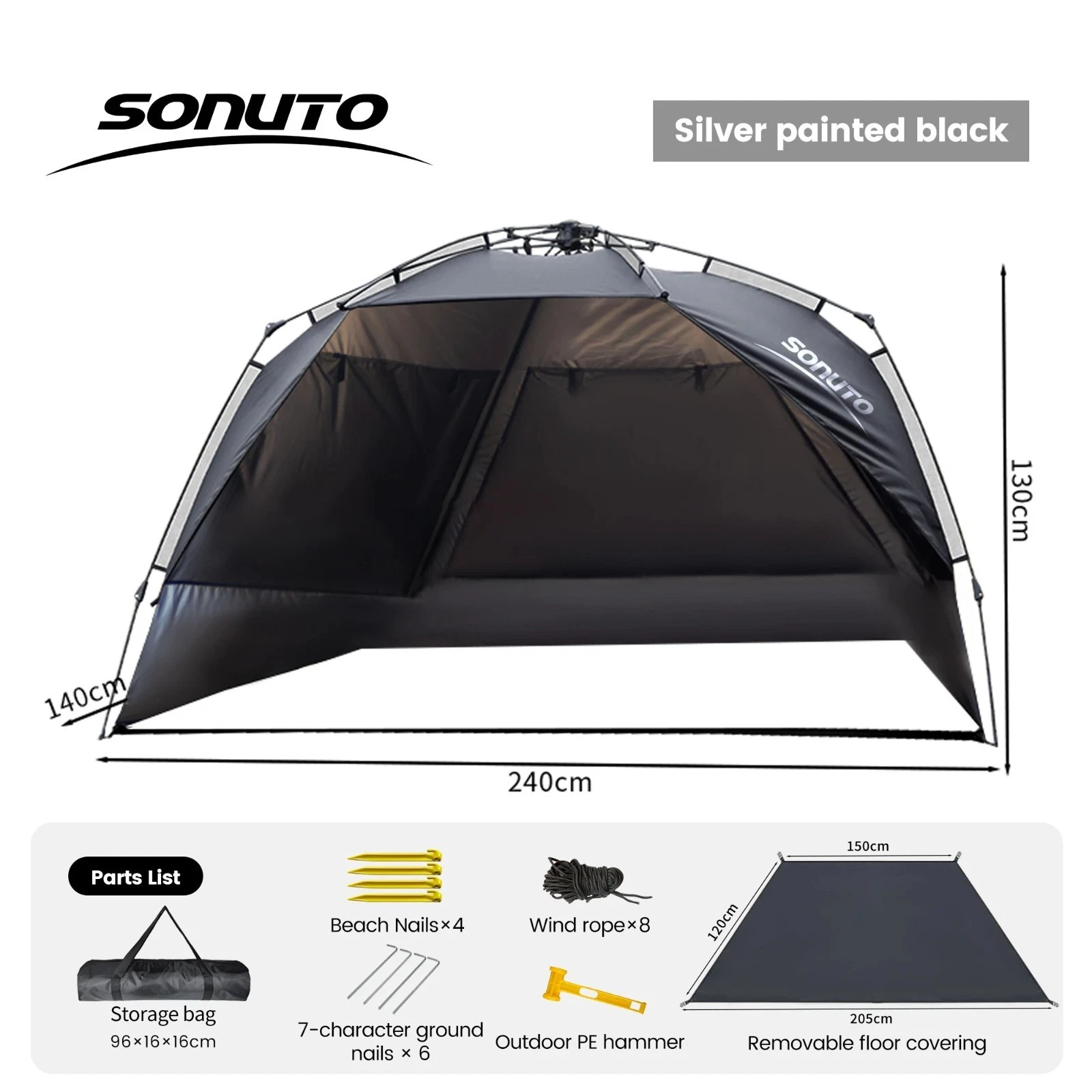 One-Touch 3-4Person Shade Tent - Quick Automatic Opening