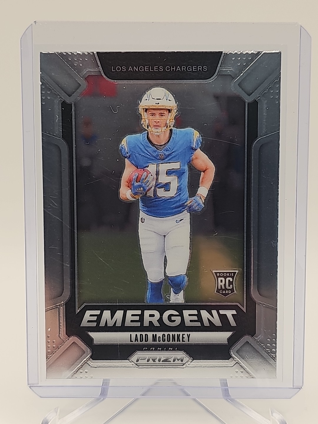 2024 Panini Prizm - Emergent Ladd McConkey #13 Silver Prizm (RC)