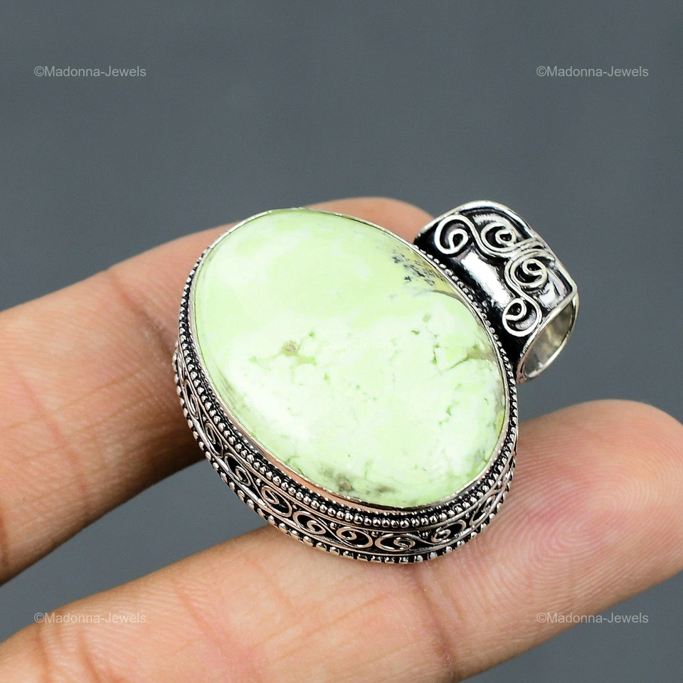 925 Пробы натуральный лимон хризопраз винтажный мать новый кулон ювелирных изделий - Изображение 4 из 4