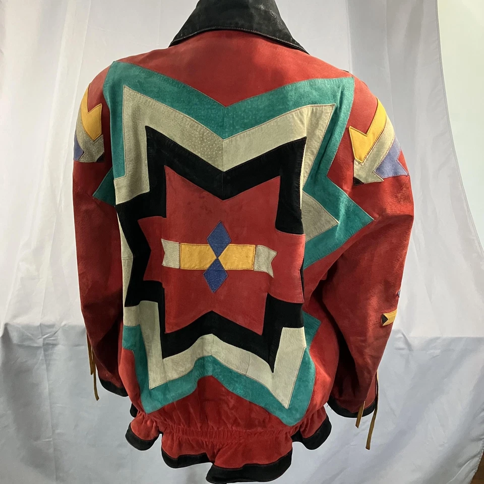 Scully замшевая кожаная куртка женщин 8 красный многоцветный Western Aztec молнии геометрический - Изображение 2 из 4