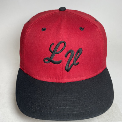 Vintage Las Vegas Baseball Hat Cap Snapback Red, And Black Two Tone Script USA