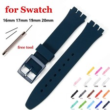 16/17/19/20mm Silicone Swatch Watch Strap Soft Band Replacement 11 COLOURS New