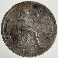 1844 Victoria Groat Four-Pence Silver Coin | Fine Collectable Grade