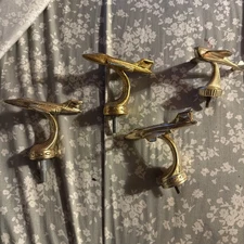 Vintage Lot Of 4 Trophy Toppers Airplane Metal Jet Plane Screw Mount Gold Tone