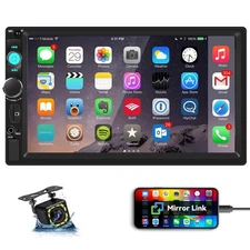 7" Double 2Din Car MP5 Player Stereo Radio Bluetooth FM USB TF AUX-in w/ Camera