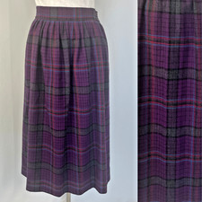 Vintage Pendleton Skirt Size 12 Purple Plaid Tartan Midi Pleated Wool Academia