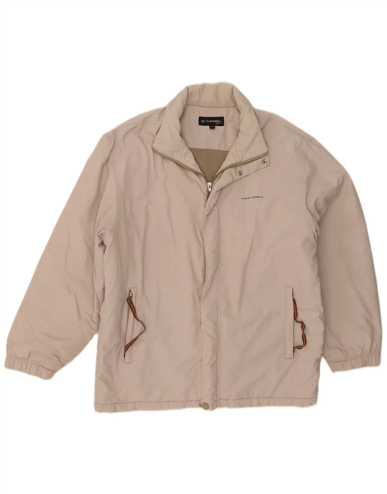Vintage Mens Hooded Windbreaker Jacket UK 42 XL Beige BV05