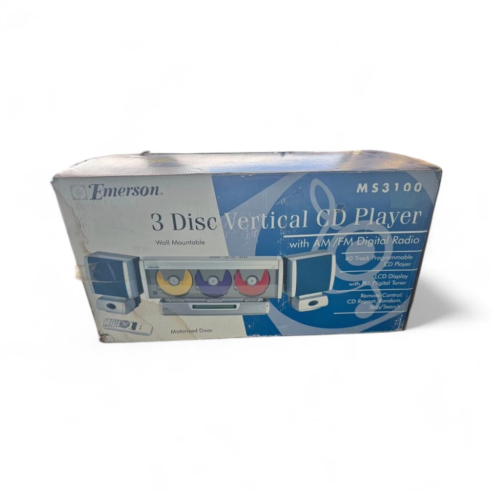 NEW Emerson MS3100 Three CD Audio System Digital Tuner Wall Mount  (TESTED) - Image 2 of 3