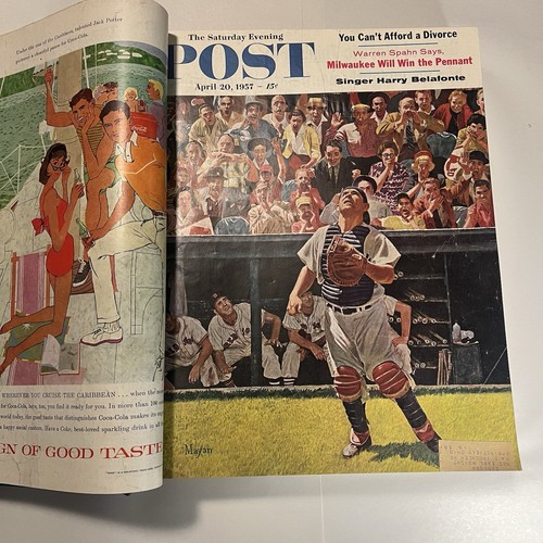 Saturday Evening Post Bound Magazine Book April May June 1957 Norman Rockwell - Foto 7 di 21
