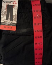 Gerry Boys Youth Canvas Tricot Lined Pant Elastic Waist Black Size M 10/12