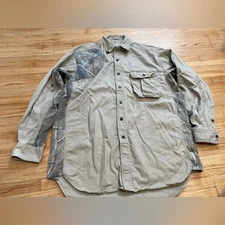 Wrangler Pro Gear Hunting Shirt Khaki Camo 100% Cotton Button Up Pocket Men's L