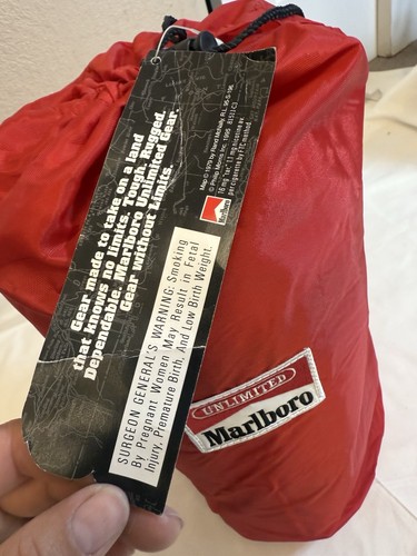 Vintage Marlboro Sleeping Bag Unlimited Red Black Plaid Flannel - Picture 1 of 8