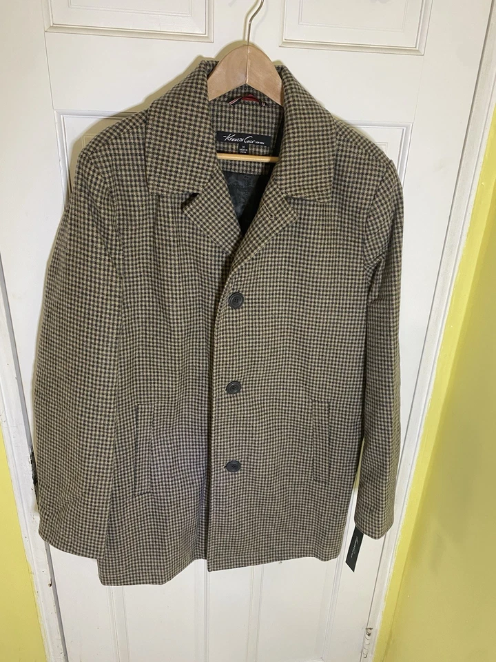 Kenneth Cole Men's Jacket/Coat In Multibrown Check Wool Blend Size M - Image 2 of 4
