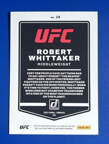 2022 Donruss UFC Robert Whittaker #28 - Picture 2 of 2