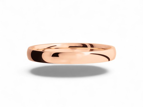 10K Rose Gold 3mm Low Dome Wedding Band Ring - Comfort Fit Pink Gold Polished - Picture 3 of 9