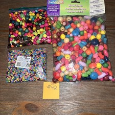 LOT Wooden Beads Multi Color Crafts Jewelry Making Over 1 1/2 Lbs