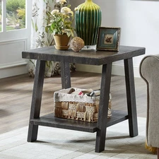Roundhill Furniture Athens Contemporary Replicated Wood Shelf End Table in Ch...