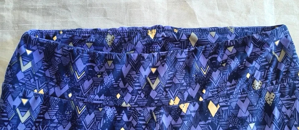 Lularoe Leggings Altos y Curvilíneos Púrpura/Amarillo Geométricos Elastizados Pantalones 28" Cintura  Foto 4 de 4