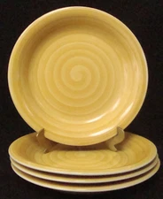 PHILIPPE RICHARD Swirl Salad Plates 7 1/2" Golden Yellow SET OF 4 NEW