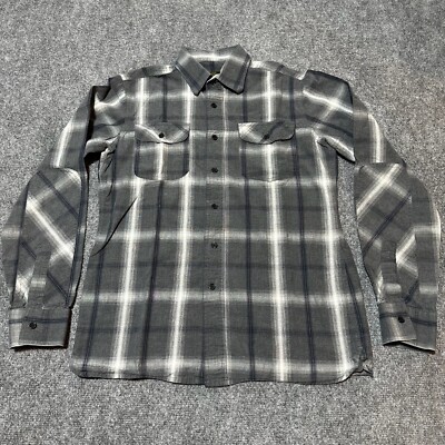 The Cockpit Shirt Mens Medium Grey Plaid Cotton Button Down Collar Chest Pockets