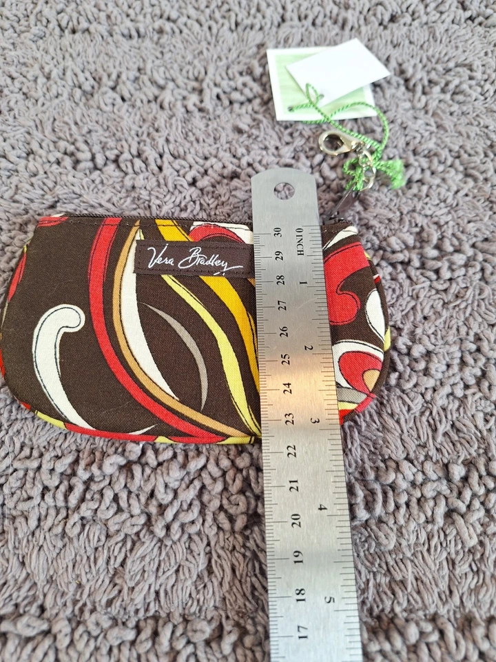 Vera Bradley 夹子拉链 ID 棕色多色迷你钱包 Puccini — 第 3/4 张图片