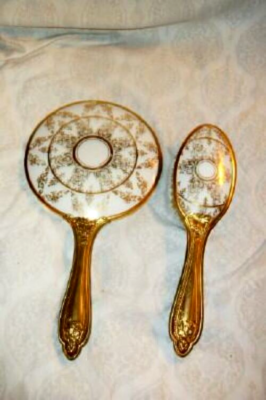 ART NOUVEAU VANITY SET FRENCH BRONZE ORMOLU SEVRES PORCELAIN  display picture 3