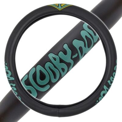 Classic Scooby Doo Logo Black Synthetic Leather Car Truck Steering Wheel Cover