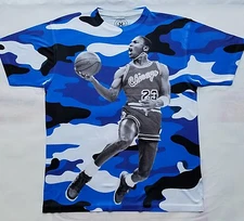 Custom Jordan Sky Camo Sublimated Shirt royal blue motorsport  galaxy legend IV 