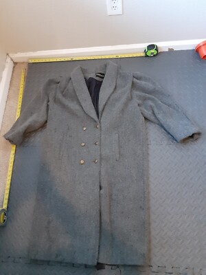Vintage Michelle Francois Gray Wool Coat Long Cape Sleeve Sz Large: 23 pit #S187