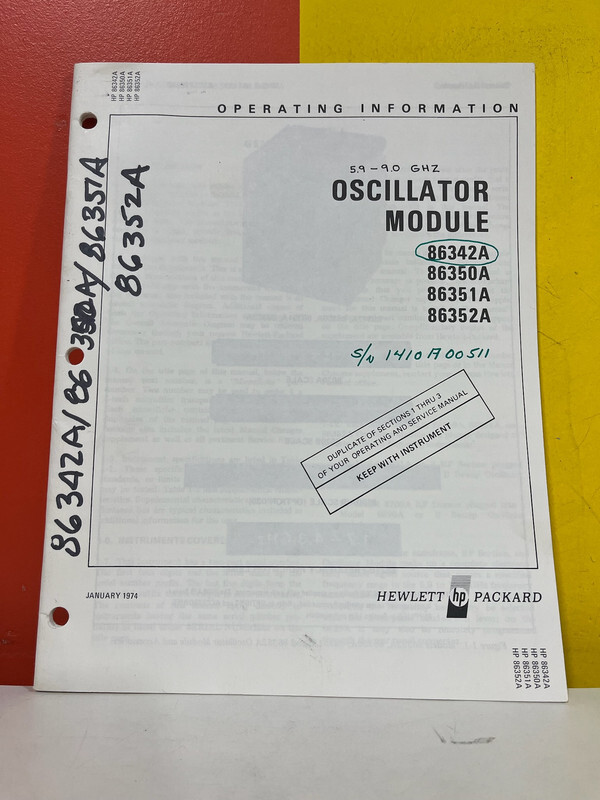 HP Oscillator Module 86342A 86350A 86351A 86352A Operating Information