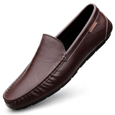 Genuine Leather Soft Casual Shoes Mens Loafers Comfortable Slip on Driving Shoes
