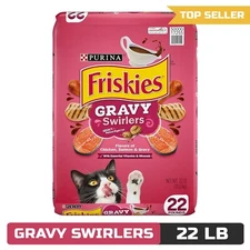 Original Purina Friskies Gravy Swirlers 100 Complete Dry Cat Food 22 LB